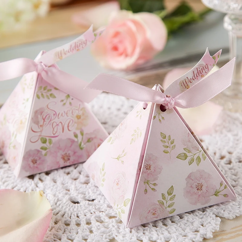 100 шт рекламные треугольные сладкие розовые вишневые Цветы Свадебные сувениры