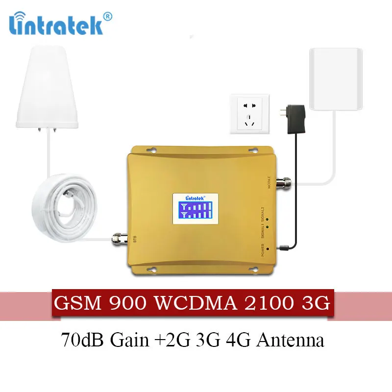 Lintratek Россия 900 3G UMTS 2100 Усилитель сотового сигнала GSM повторитель 2g 3g 900/2100Mhz