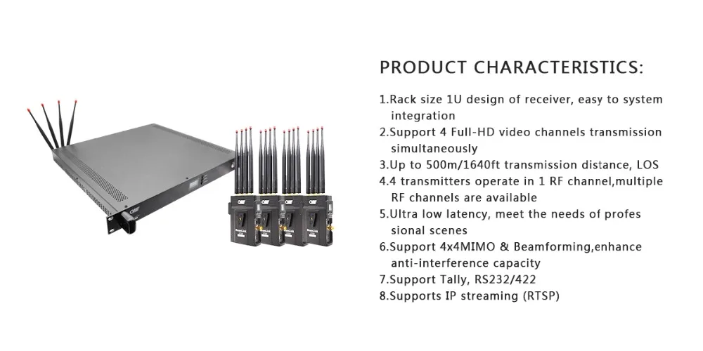 SDI Беспроводная 500m 4TX 1RX BEAMLINK-Quad Беспроводная система передачи данных на большие расстояния HD