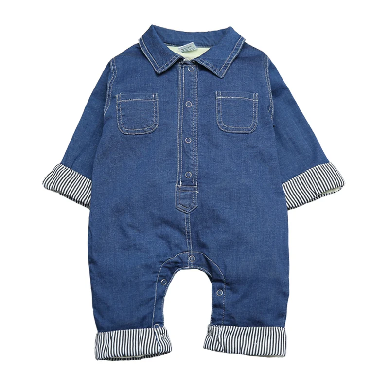 new fashion spring autumn baby winter rompers infant jean jumpsuit child thicken clothes children long sleeve solid clothing | Детская
