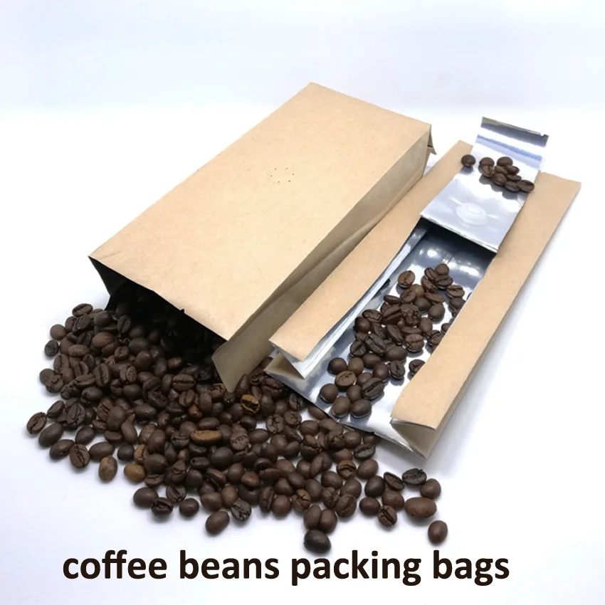

10pcs In/ 1/2-1-2 Pounds Al Foil Self Seal Reusable Zipper Lock Packaging Bags For Packing Coffee Beans Oneway Exhaust Valve