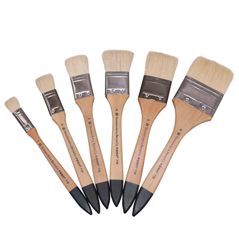 

6 pcs 6 Models Evenly Send Wooden Oil Brush Painting Art Wool Brush Watercolor Brush Paint Brush Art Supplies