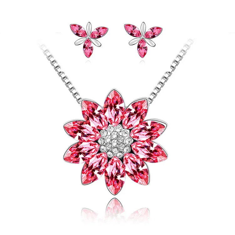 Женский ювелирный комплект из колье и серёг с кристаллами|crystal jewelry set|brand setsdesigner set