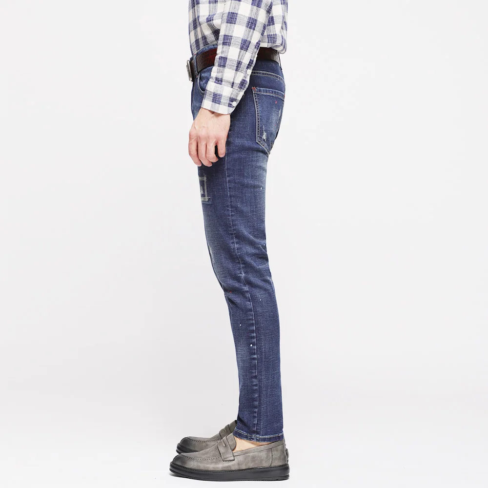 2018 новые мужские классические повседневные джинсы эластичные хлопковые