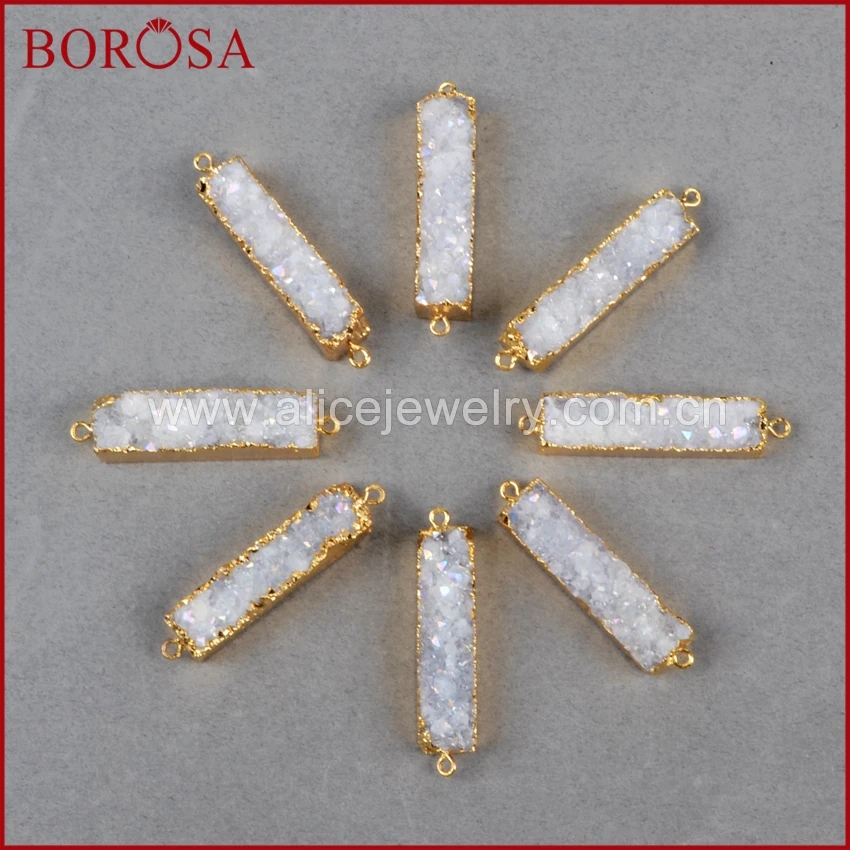 _ Натуральный камень титан AB друза очаровательный разъем прямоугольный BOROSA Geode