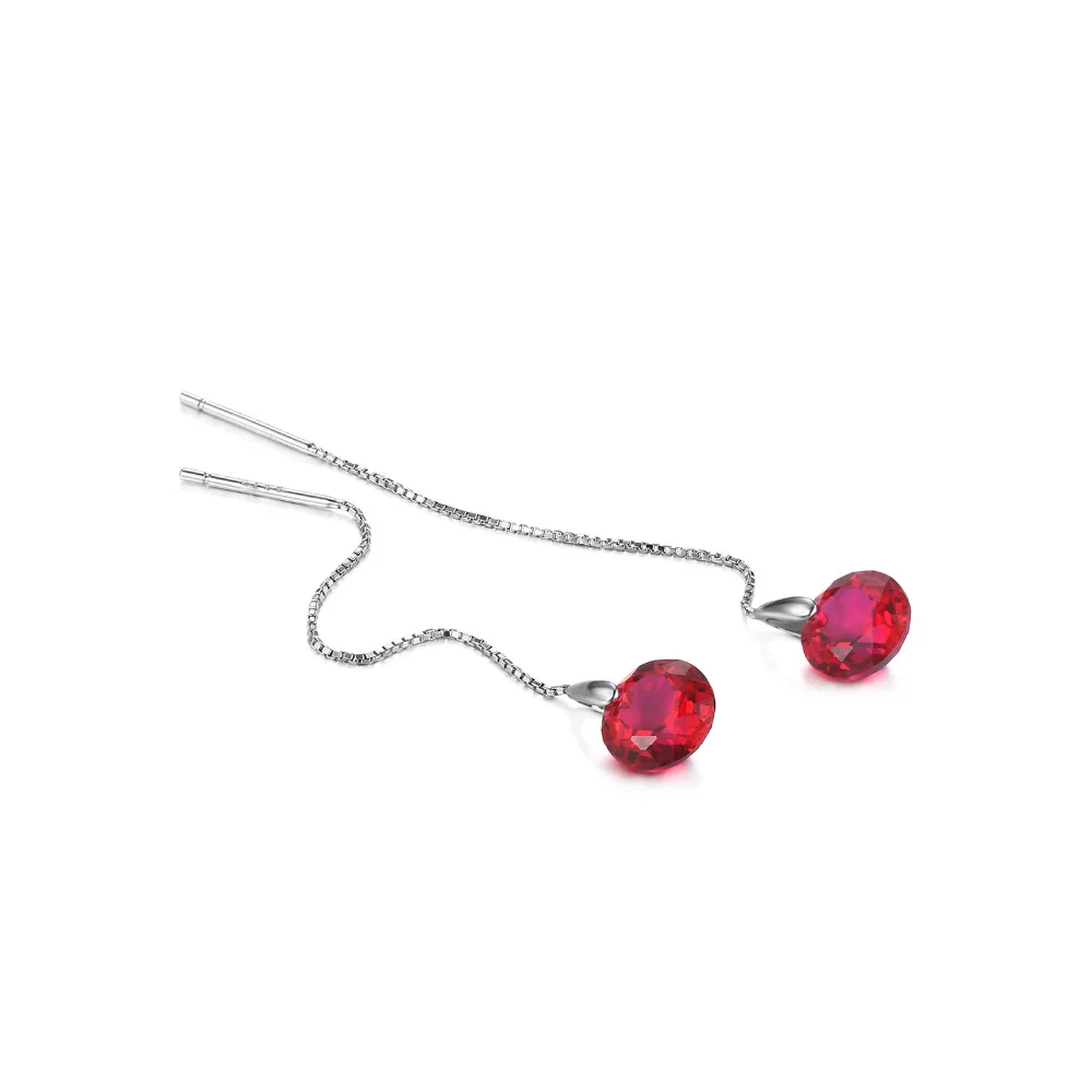 Jewelrypalace модные 5.59ct круглый СОЗДАН RUBY нити Серьги 925 серебро Ювелирные украшения
