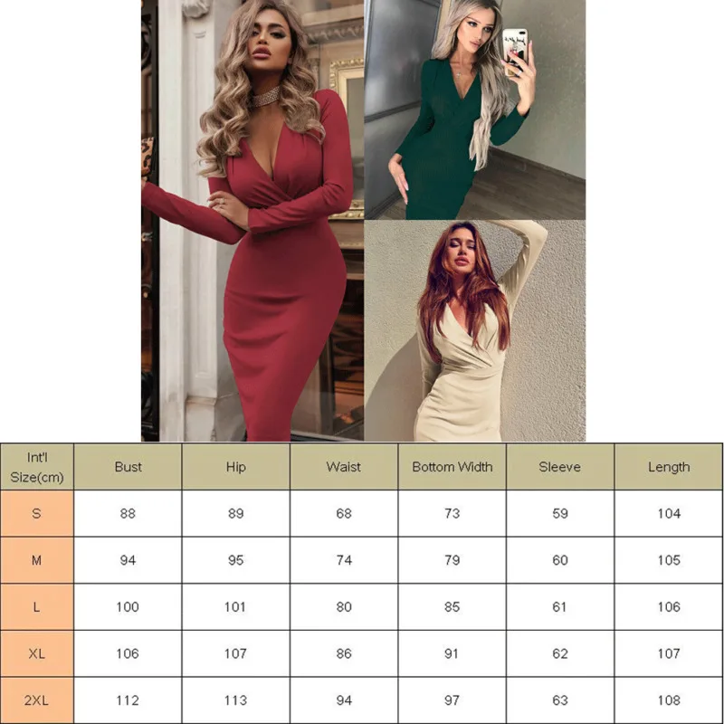

Elegant Maxi Dress Women Fashion Sexy Deep-V Bodycon Dress Evening Party Long Sleeve Vestidos Summer Dress 2019