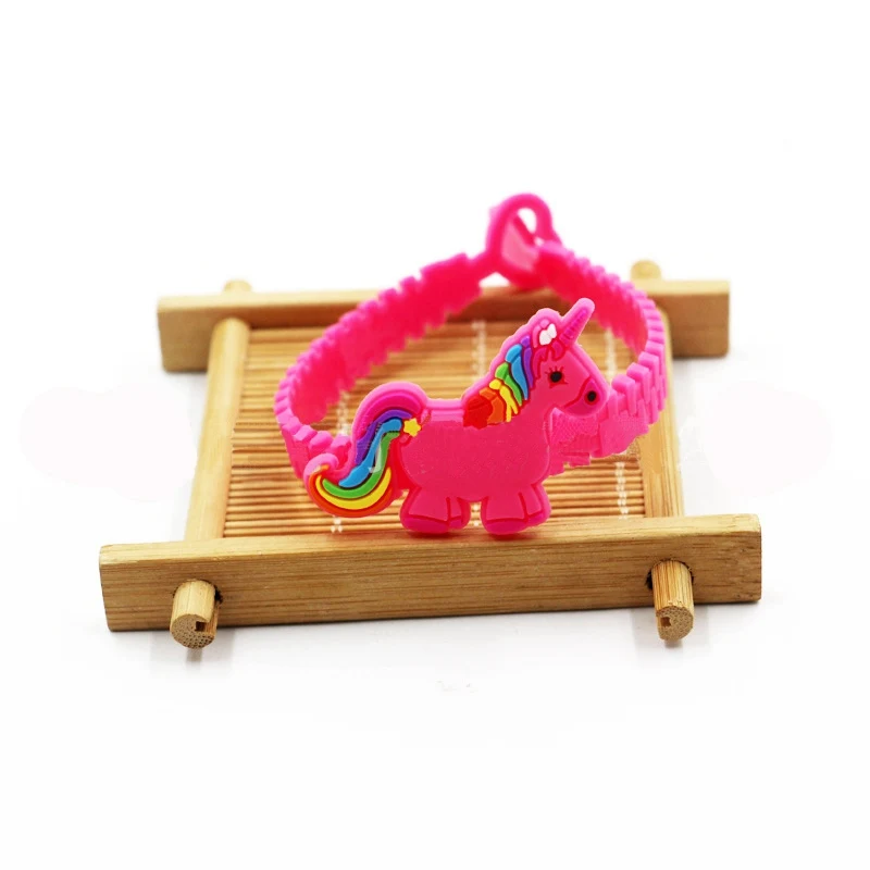 unicorn 16 10pcs 10 шт мультфильм детей день рождения подарок маленький игрушечный браслет Русалка Единорог браслет из ПВХ кольцо baby shower вечерние подарок - Цвет: unicorn 16 10pcs