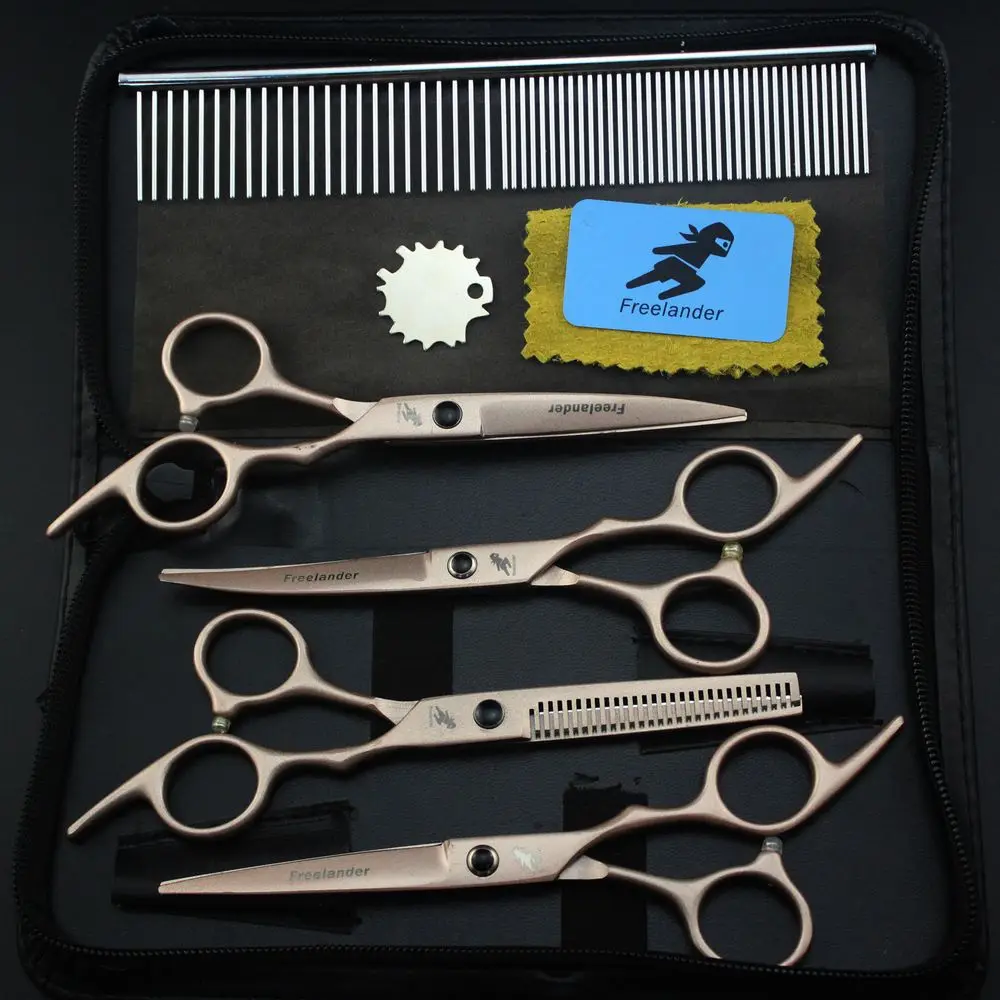 Professional Pet Grooming Scissors 6/6.5 inch Straight Curved Thinning Set Dog Shears Hair Cutting | Дом и сад