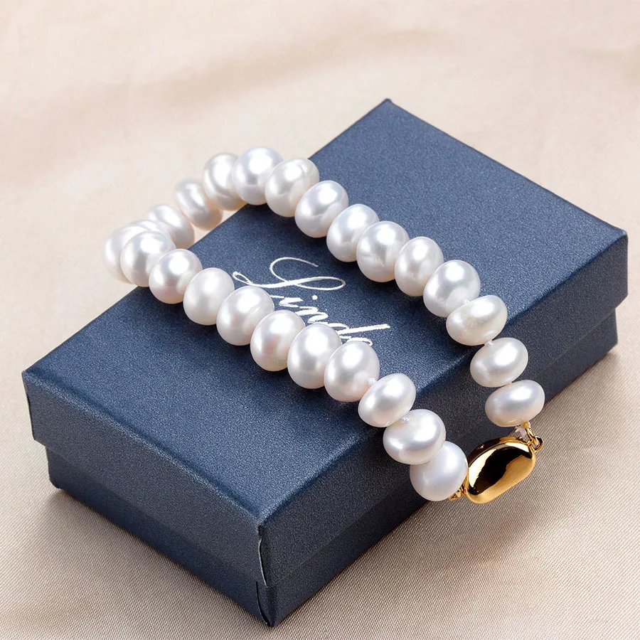 Женские браслеты с натуральным пресноводным жемчугом высокого блеска модные