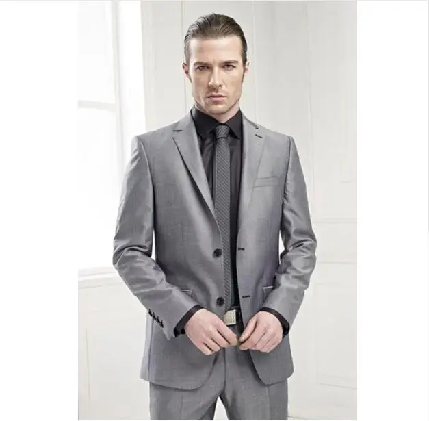 Best Prom Suit Grey Groom Tuxedos Elegant Men Suit For Wedding 2018 Business Men Work Wear Formal Suits (Jacket+Pants+Tie)
