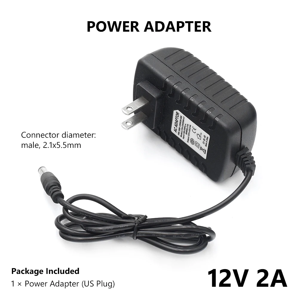 12V 2A Адаптер питания зарядное устройство DC 12 В 1A 2A 3A 5A 6A 7A 8A адаптер DC 12 вольт ЕС США Великобритания вилка 100-240 В до 12 В Трансформаторы освещения - Цвет: 12V 2A