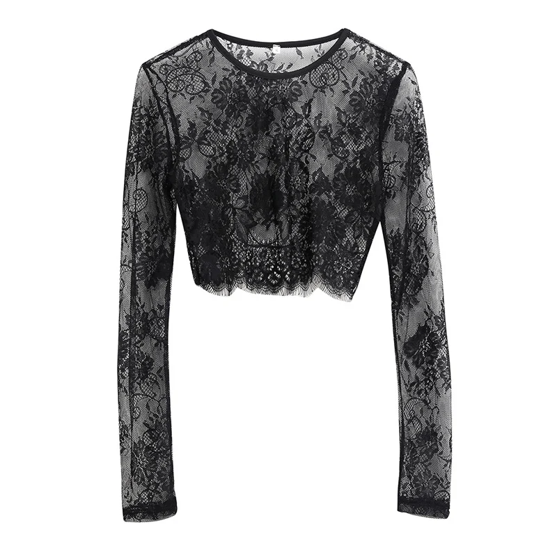 Женский комплект из двух предметов сексуальный кружевной кроше Топ длинная