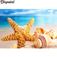 dispaint full squareround drill 5d diy diamond painting conch starfish scenery 3d embroidery cross stitch home decor a12433