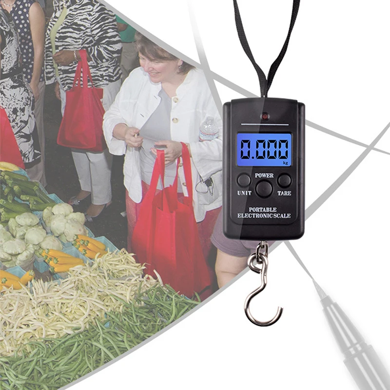 Мини Висячие весы карманные портативные 40кг LCD Цифровые подвесные багажные для