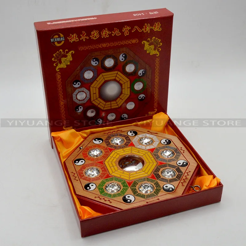 Китайское зеркало Fengshui Peach Bagua с 8 гексаграммами для украшения дома|Статуэтки и