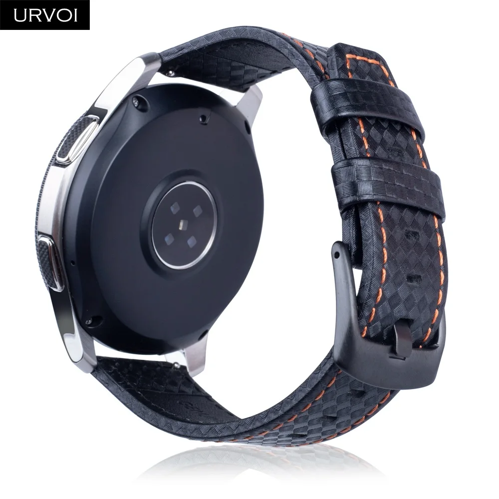 URVOI band for Samsung Galaxy watch 46mm Gear S3 strap carbon fiber pattern PU leather replacement 22mm | Наручные часы