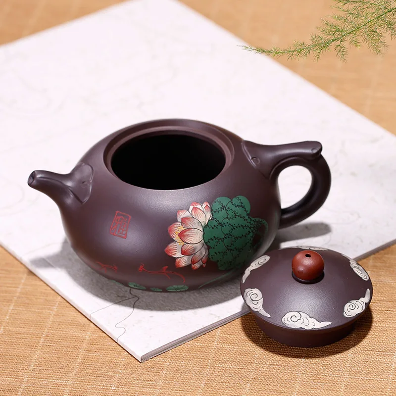 

Old Purple Clay Mud Hawthorn Ruyi Teapot Pot Yixing Purply Clay Teapot Chinese Kongfu Tea Pots 280ml