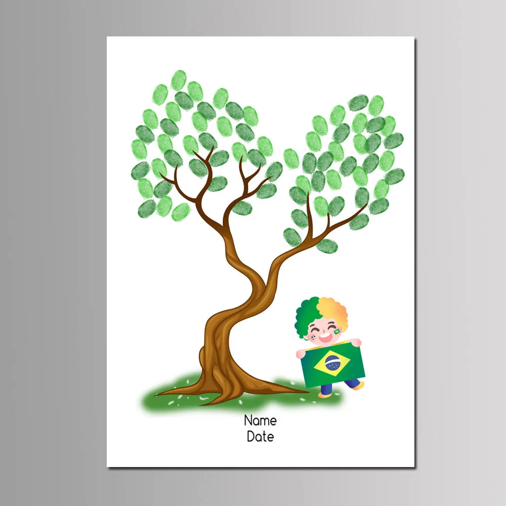 Baby Boy Girl Baptism Party Favor DIY Fingerprint Tree Guest Book Kids Birthday Gift Event Decor Customized Canvas Painting