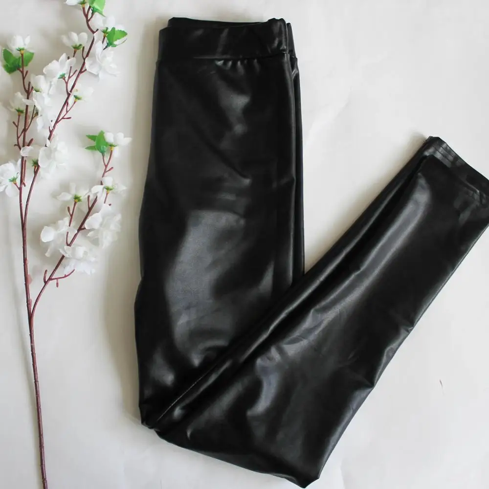 

2018 Autumn winter Women legging skinny PU leather pencil Leggings slim faux Leather Pants female fashion thick fleece trousers