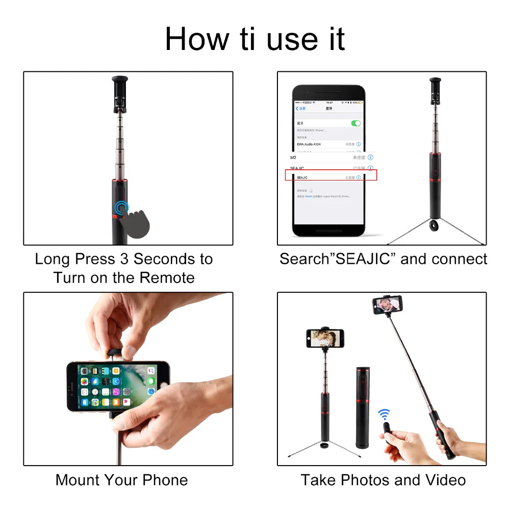 ASHANKS Bluetooth селфи палка мини штатив 3 в 1 монопод беспроводной дистанционный затвор
