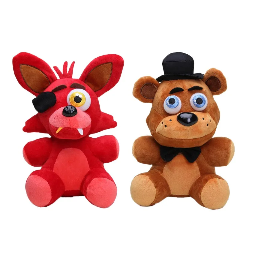 2 шт./компл. FNAF плюшевые 25 см пять ночей у Фредди сестра место красный Foxy тень Золотой Фредди плюшевый медведь игрушки куклы для детей Подарки - Цвет: foxy freddy