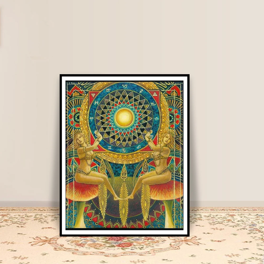 Постер The Wheel Of Fortune печать Таро искусство языческая мифология психоделическая