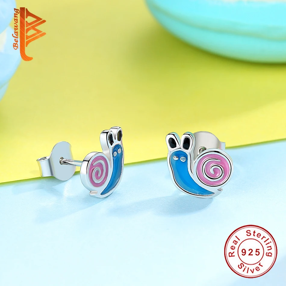 925 стерлингового серебра серьги милые насекомых улитки животных в виде капель с