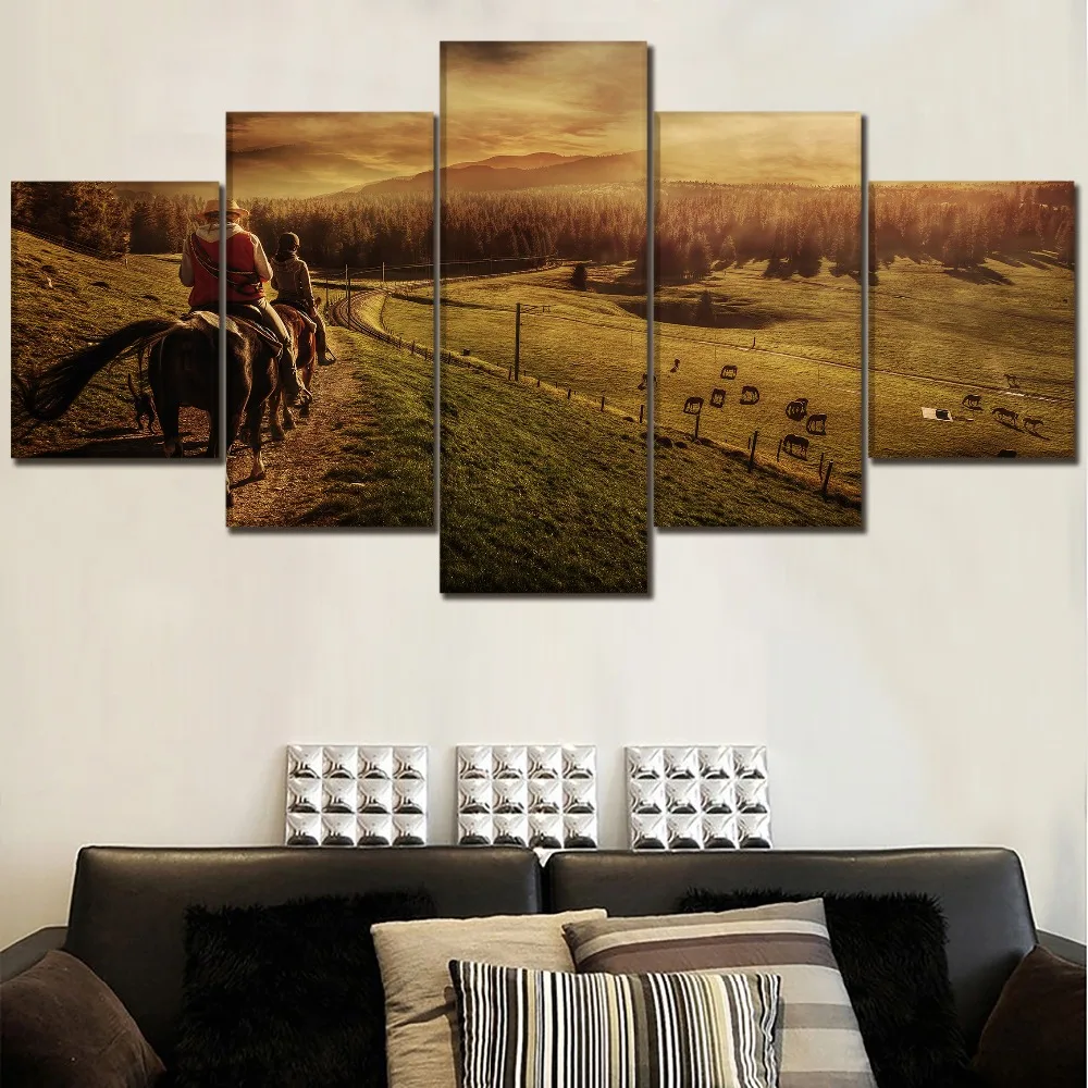 Один набор модульный 5 панель художественное оформление холст HD печать люди езда