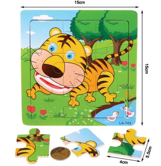 Деревянные пазлы с забавными мультяшными животными развивающие игрушки для