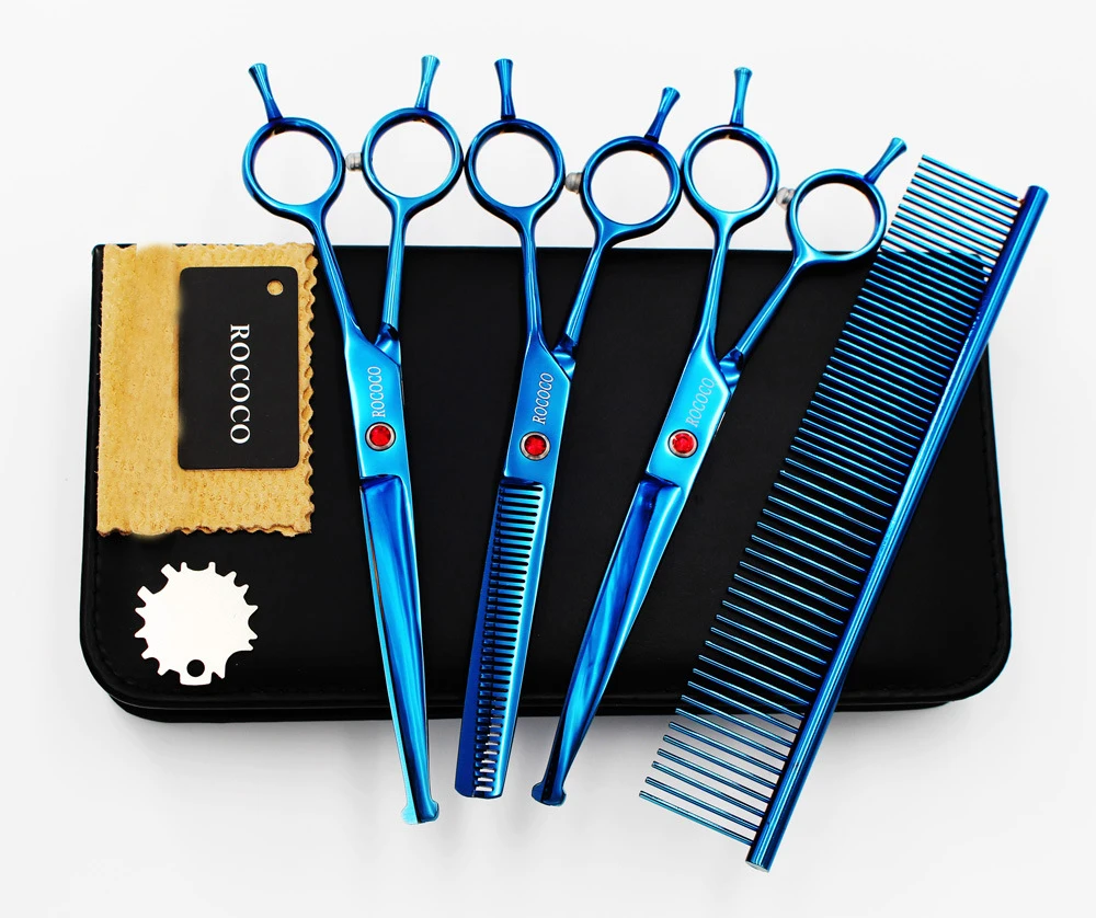 

Professional Left Right Hand Available Straight Curved Thinning Pet Scissor Set Dog Hair Cut Hairdressing Style Grooming Shear