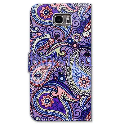 Bcov Марка Фиолетовый Пейсли Крышка Случая Кожи Folio Для Samsung Galaxy S6 Edge 103027206|case cover for