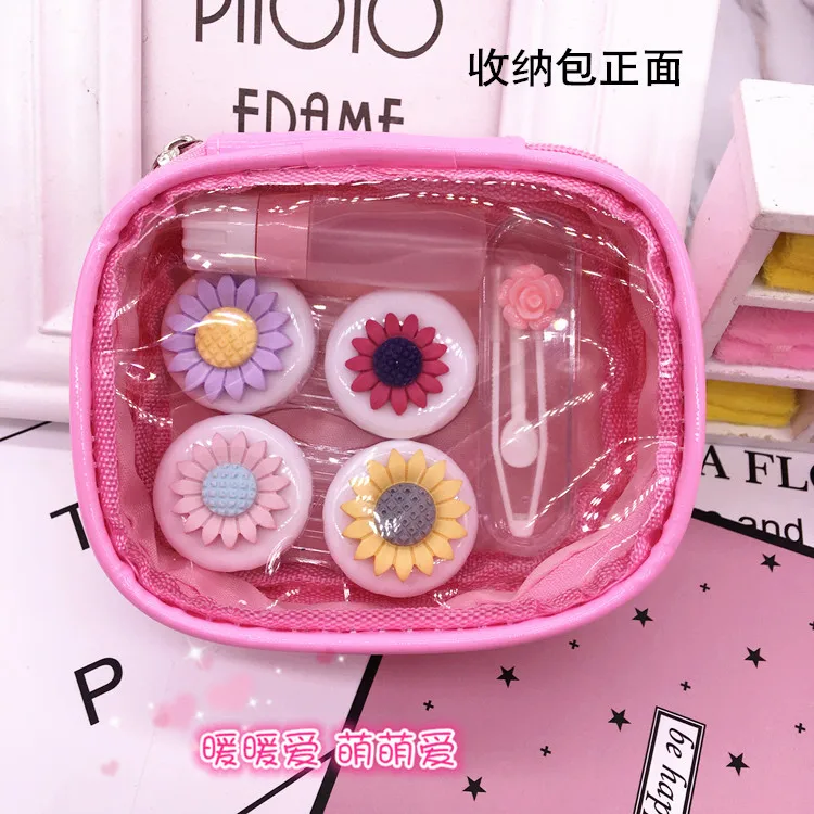 LIUSVENTINA DIY Alloy cute color flower pink bag box for lens contact lenses case glasses | Аксессуары для одежды