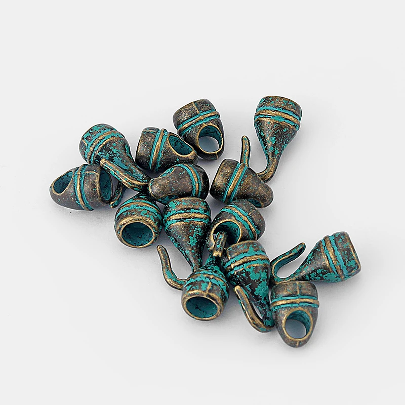 

10 Sets Ancient Greek Bronze/Verdigris Patina Hook Clasp Connector For 5mm Round Leather Cord