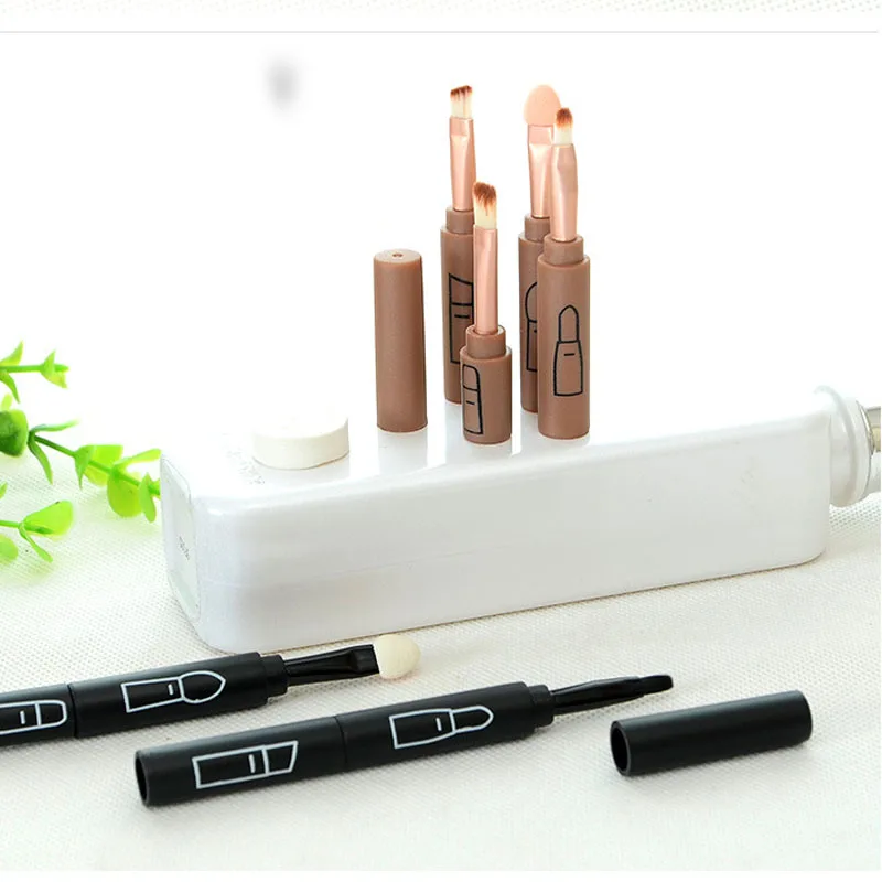 2017 new Portable 4 in 1 Professional Cosmetic Makeup Brushes Lip Eyeshadow Eyebrow Brush Beauty Set | Красота и здоровье