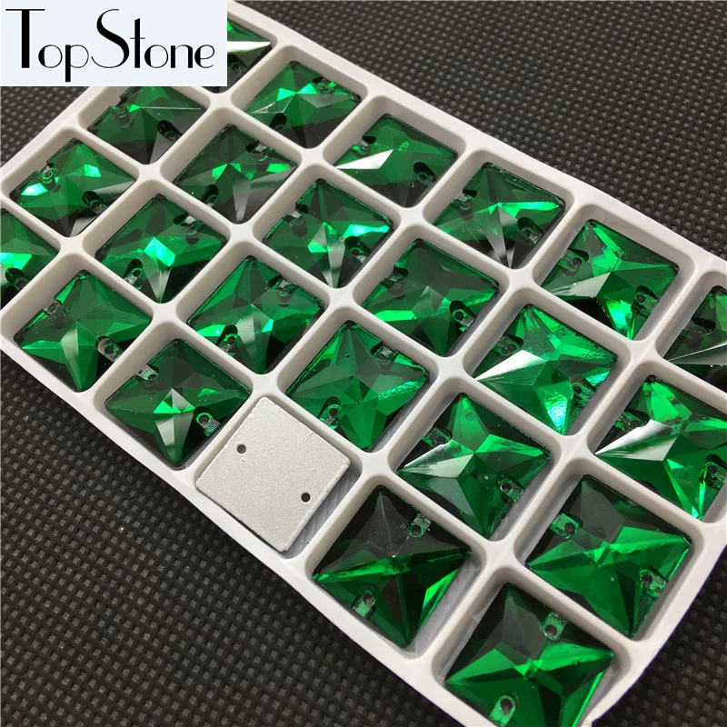 More Colors Square Shape Sew On Rhinestones 22mm 16mm Glass Crystal Sewing Stones Flatback 2 holes Jewelry dress making | Украшения и