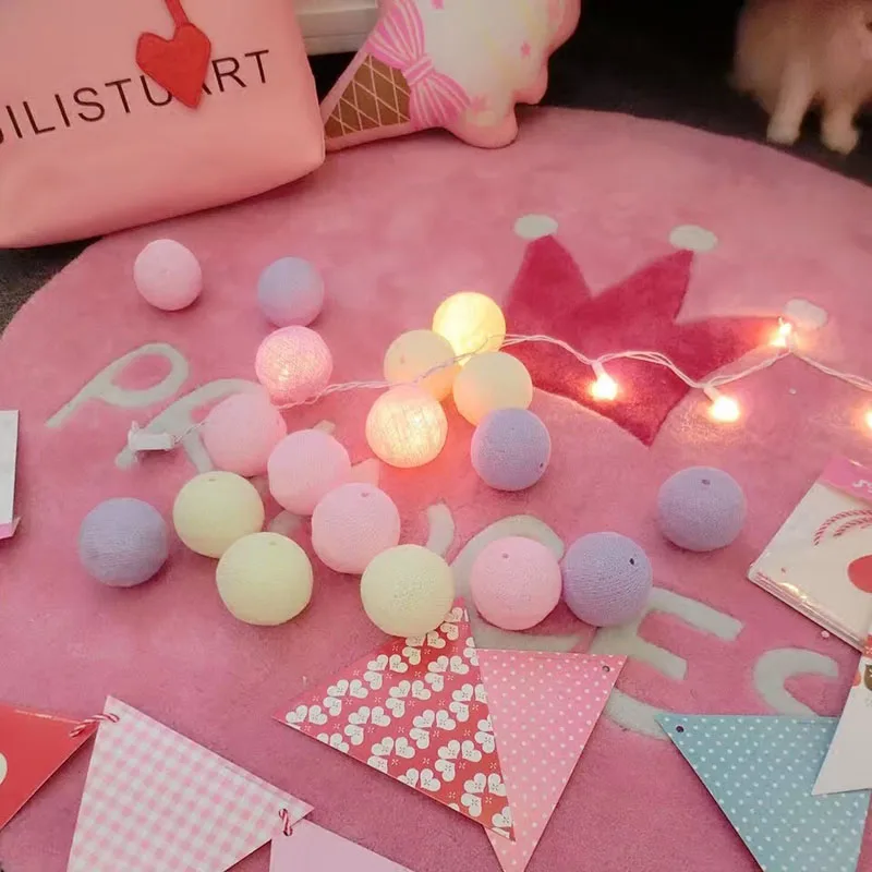 20 шт./компл. светодиодные гирлянды в виде хлопковых шариков сказочные