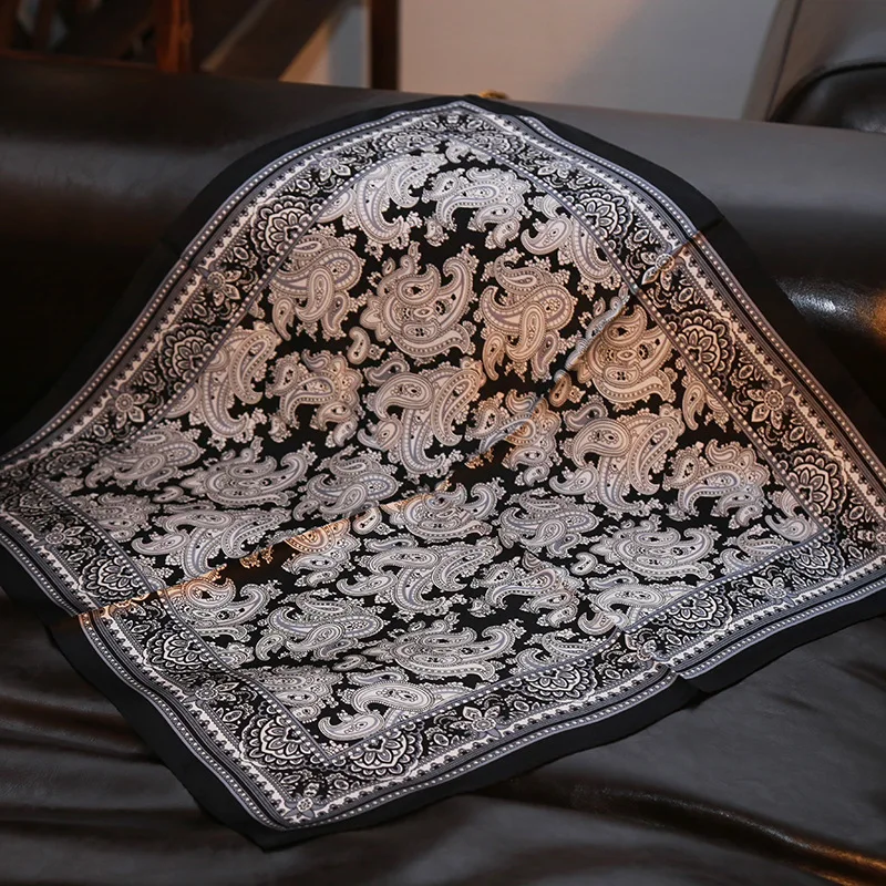 Модный женский шелковый шарф с принтом 100% маленький платок хиджаб женские шарфы