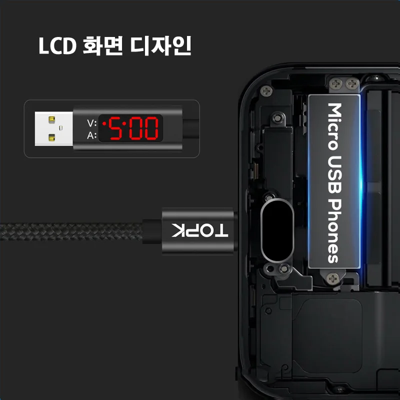 TOPK 1 м 3 А Быстрая зарядка USB кабель 3,0 USB микро кабель Быстрая зарядка телефонный кабель для samsung huawei Xiaomi