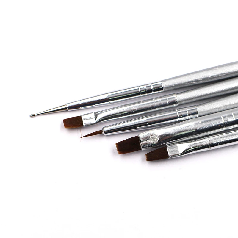 5 шт. УФ гель Живопись Рисунок Кисточки расставить Pen Set Liner Кисточки DIY Серебряный Ручка Маникюр Дизайн ногтей Инструменты