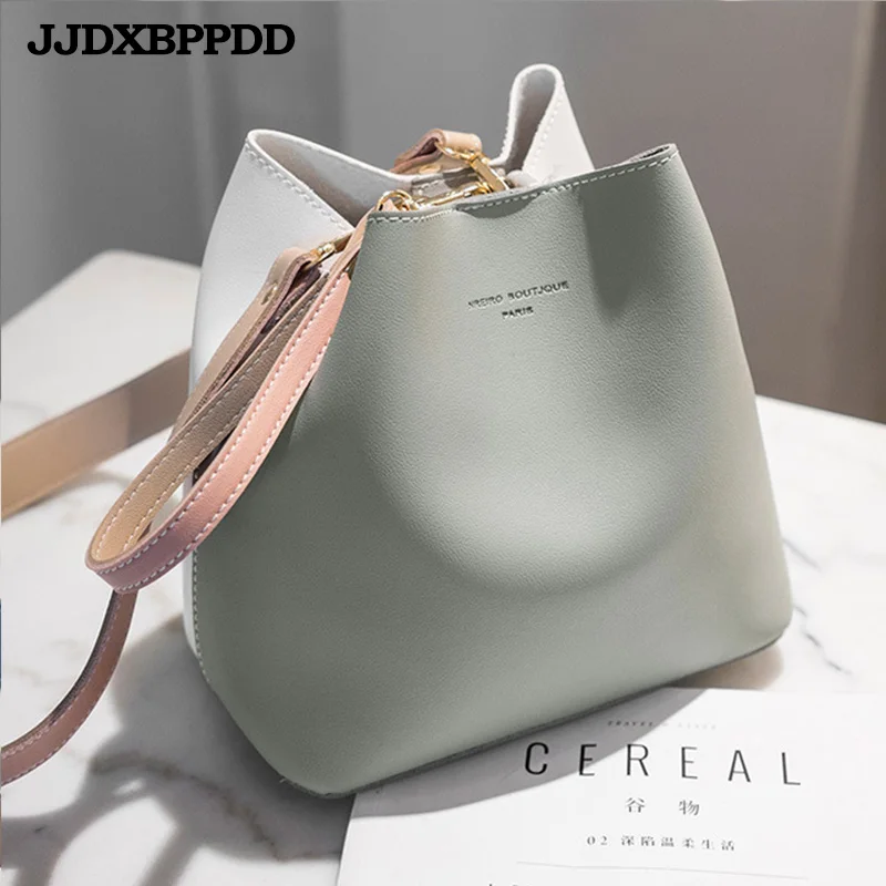 

2019 Summer Fashion Women Bag Leather Handbags PU Shoulder Bag Small Bucket Crossbody Bags for Women Messenger Bags
