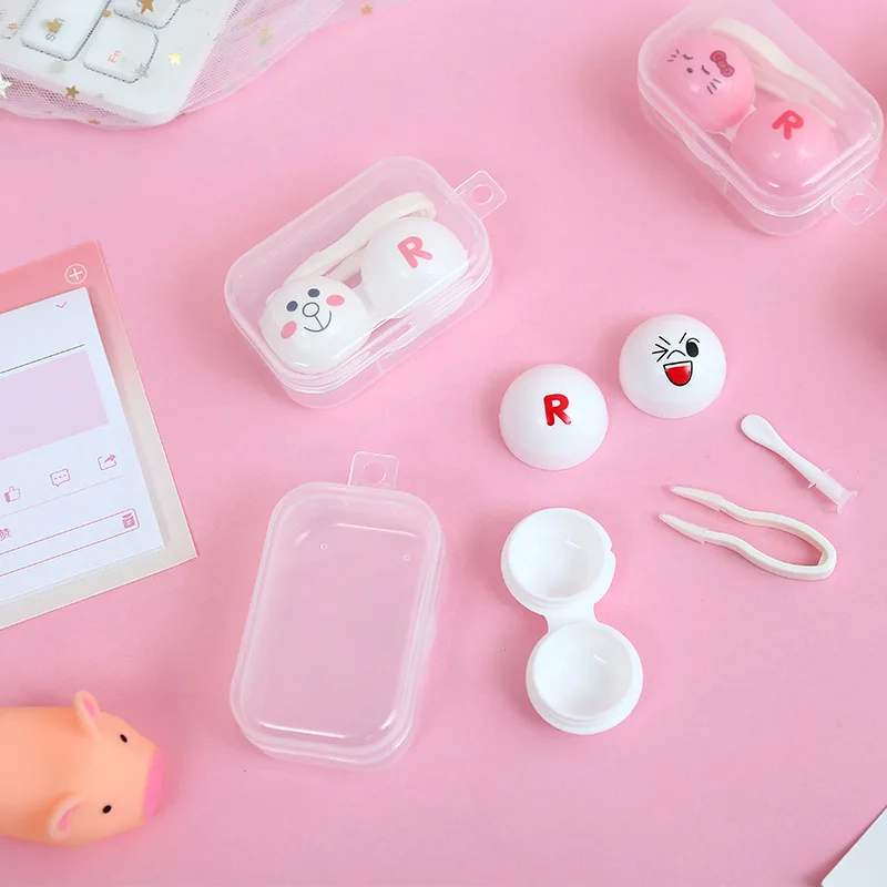 Милый чехол для контактных линз с героями мультфильмов Женский футляр держатель