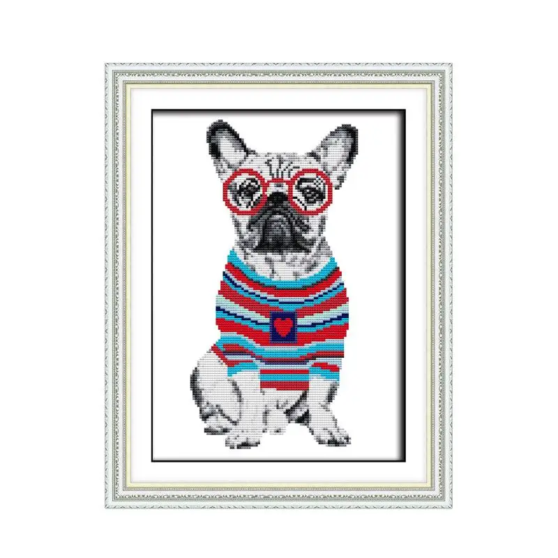 Cross Stitch-DA026 Joy Sunday Набор для вышивки крестиком животные собаки ткань для вышивки крестиком 11 14ct Французский бульдог Набор для вышивки крестиком наборы для вышивки - Цвет: Cross Stitch-DA026