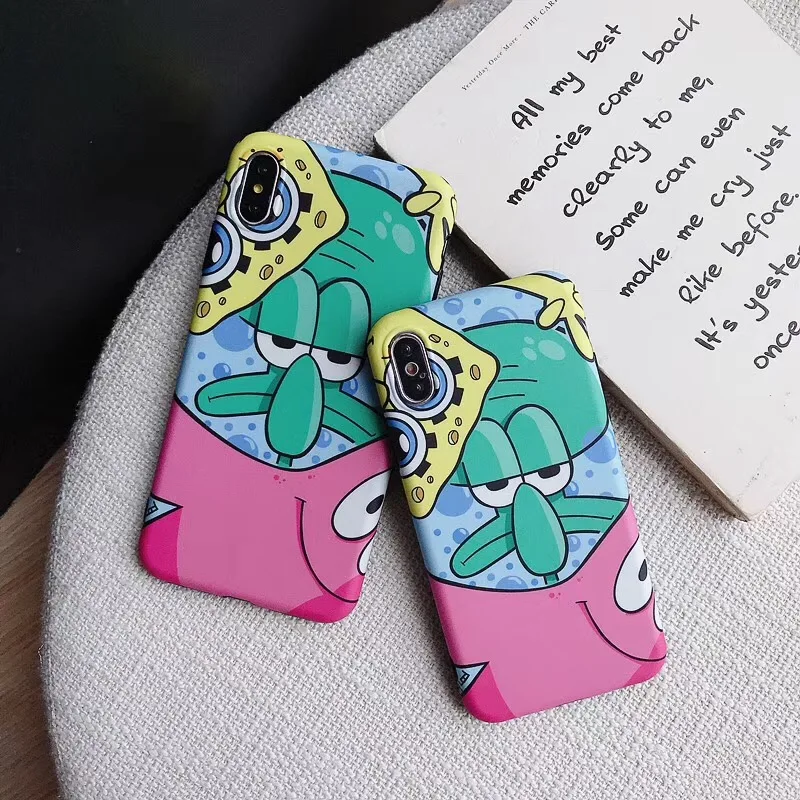 Cartoon Patrick Star SpongeBobs IMD Cover Case For iphone 7 8 6 6s plus x xs max xr soft octopus Back cover protection Coque |