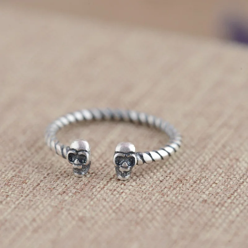 FNJ 925 пробы Серебряное кольцо с черепом anillos S925 тайские серебряные кольца для wo