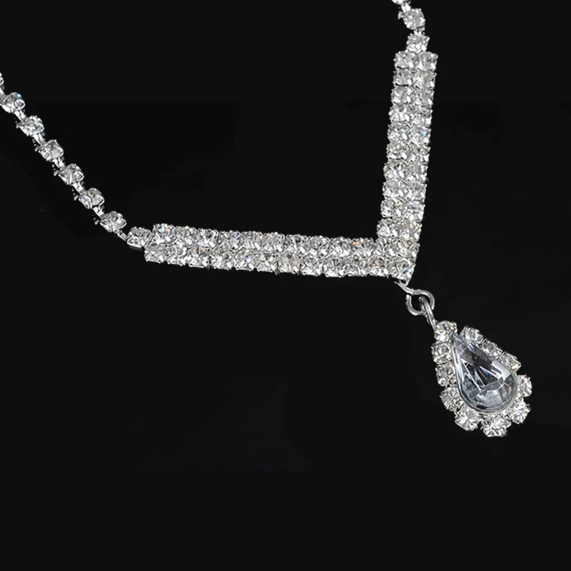 Стразы в виде капли воды Свадебный комплект ювелирных изделий хрустальные