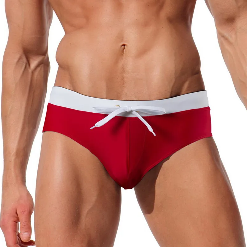 Summer Men Swim Briefs Tether Sexy Swimsuits Gay Swimwear Bikini Mens Swimming Shorts Surf Board Low Rise Bathing Trunks | Спорт и