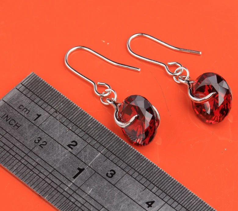 Кластер круг красный гранат Limited 925 серебро Мода Модные украшения падение Длинные