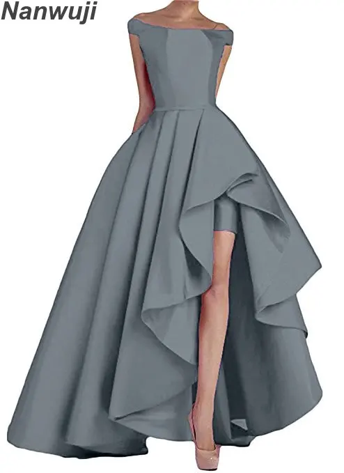 Ameision 2019 Boat Neck Royal Blue Women's Off Shoulder Long Evening Prom Dresses High Low Formal Gowns | Свадьбы и торжества