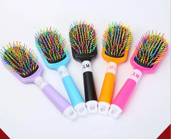 

1Pcs New style 6colors Rainbow wave balloon board comb fashion nylon wire comb hair salon hair comb with box